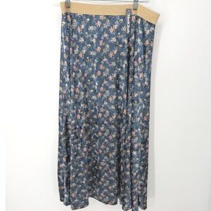 ModCloth Maxi Skirt Womens Large Blue Floral Velvet Flowy Cottagecore Whimsygoth